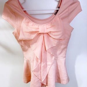 Ballet Pink Bow Peplum Top